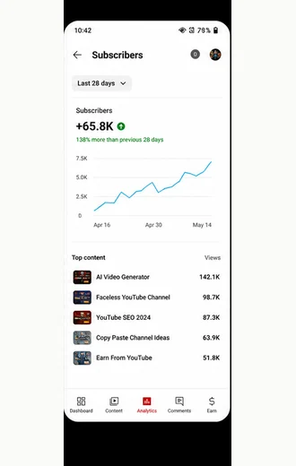 Subscriber growth mobile screenshot proof