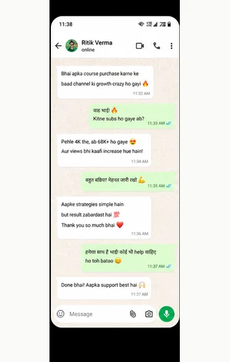 WhatsApp customer message about channel growth